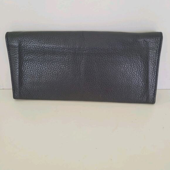 Dunhill Designer Checkbook Card Bill Holder Wallet Black Bifold Leather Long - Picture 2 of 11